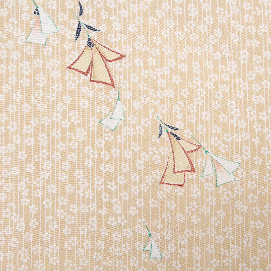 小紋 袷 洗える着物 身丈155cm 裄丈63cm Aランク ポリエステル 広衿 Mサイズ インフォーマル 梅 古典的 しとやか クリーム系 ベージュ系 1215-13591