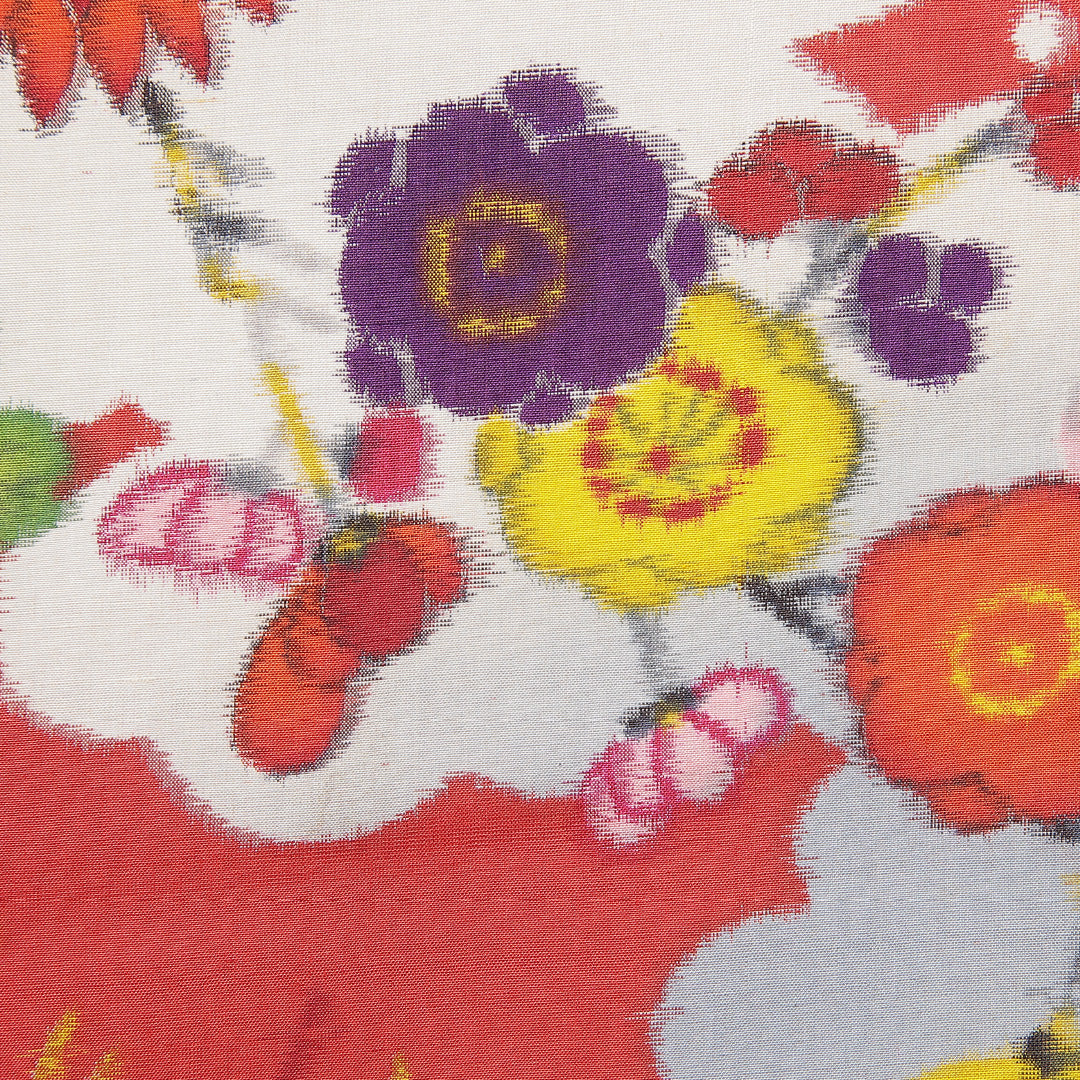 アンティーク 紬（銘仙） 袷 身丈149cm 裄丈64cm 正絹 Dランク XSサイズ バチ衿 梅 赤系 1216-15612