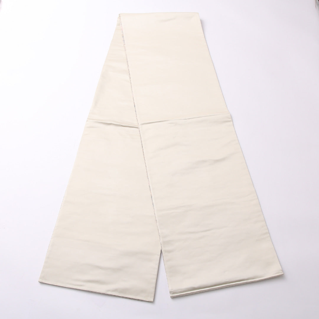 未使用品 袋帯 帯丈428cm 正絹 六通 セミフォーマル 平等院鳳凰堂 銀系 1243-01519