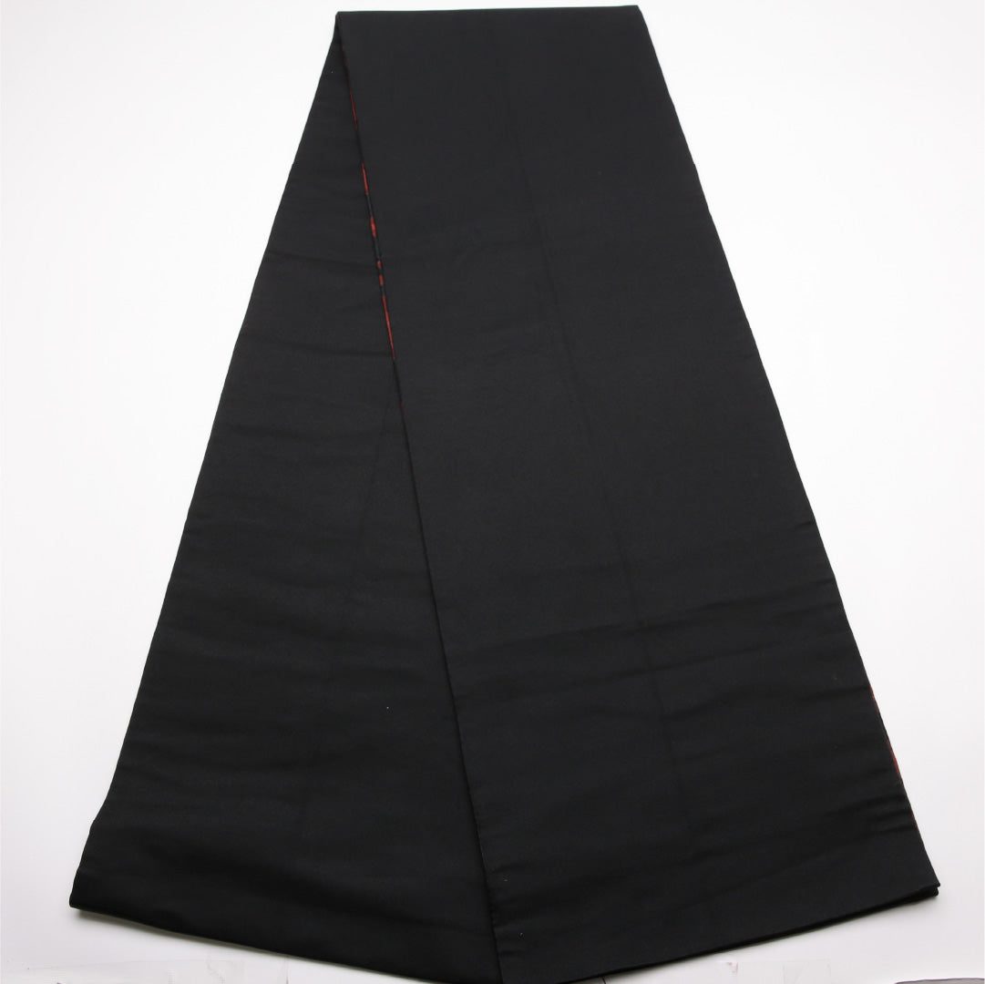 京袋帯 Sランク 帯丈368cm 正絹 六通 袋仕立て 織り インフォーマル 抽象柄 黒系 RP 1244-01969