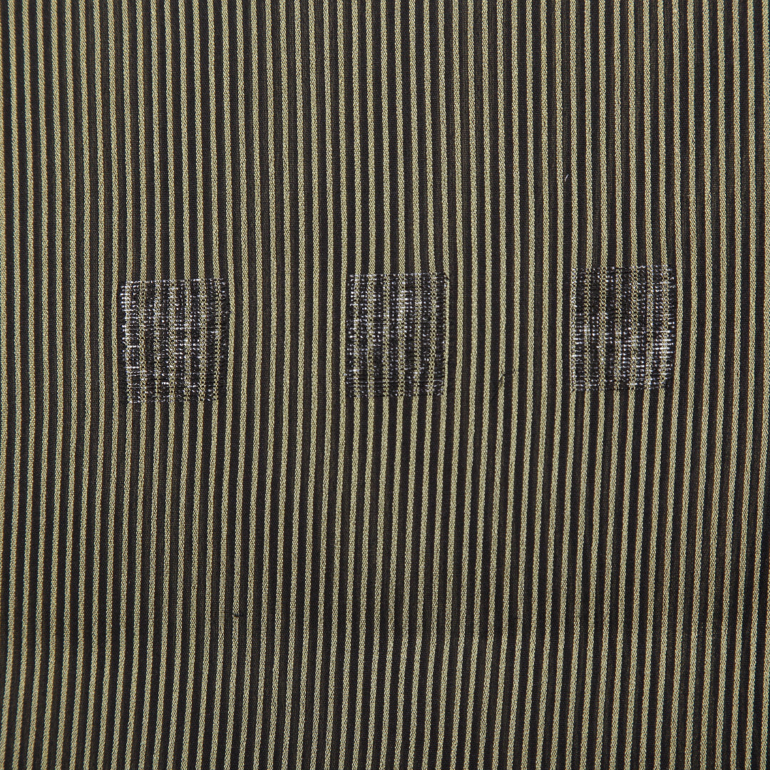 お召 夏物 夏物 身丈146cm 裄丈62cm 正絹 Aランク XSサイズ バチ衿 インフォーマル 縞 緑系 黄系 1265-02175