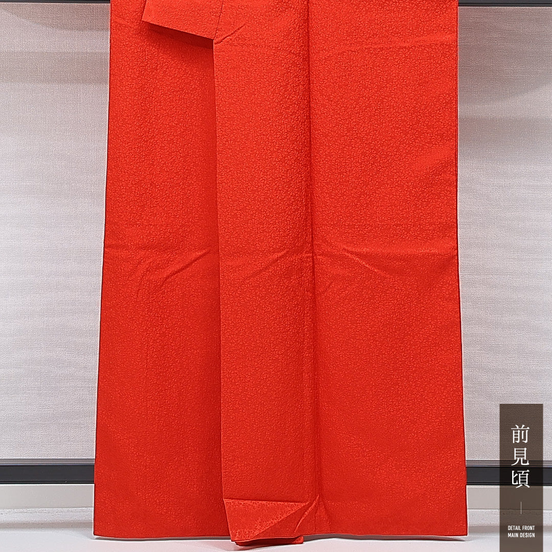 洗える着物 小振袖 袷 身丈161cm 裄丈68cm ポリエステル Sランク セミフォーマル 広衿 Lサイズ 桜 赤系 RP 1216-07042