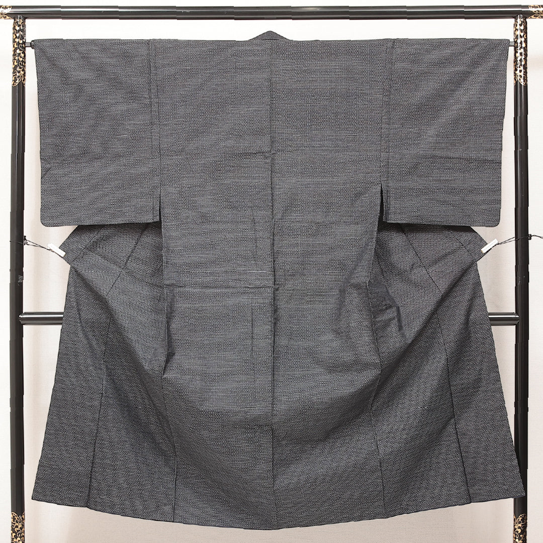 アンサンブル 男着物 袷 身丈142cm 裄丈34cm 正絹 Aランク カジュアル 棒衿 2XLサイズ 十字絣 グレー系 RP 1224-17237