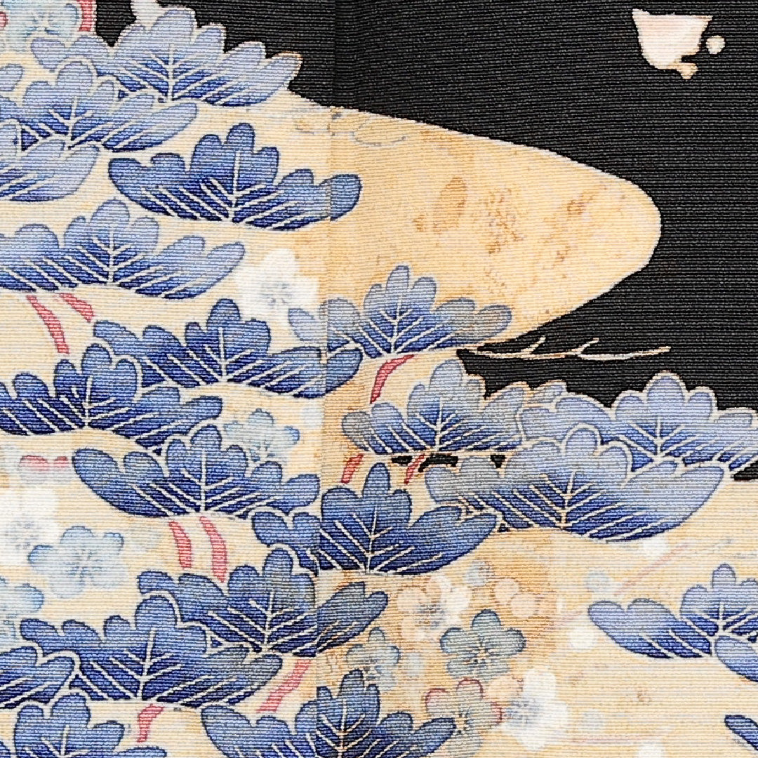 黒留袖 五つ紋 橘 身丈158cm 裄丈62.5cm Aランク 正絹 袷 比翼 広衿 M 落款 松 フォーマル 幻想的 重厚感 黒系 1211-F0584
