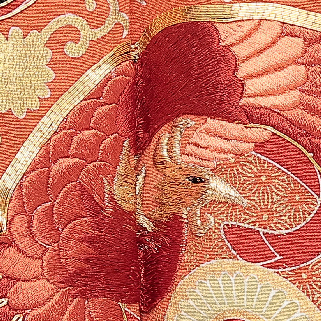 黒留袖 五つ紋 五三桐 身丈157cm 裄丈64cm Sランク 正絹 袷 比翼 広衿 M 刺繍 金駒刺繍 鏡裏文 鳳凰 古典的 格調高い 黒系 1211-F0600