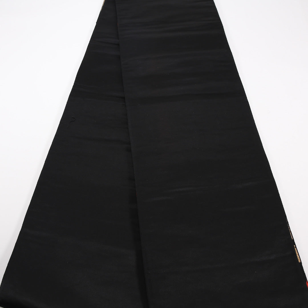 袋帯 帯丈408cm 正絹 六通 フォーマル 唐織 唐華 鶴 黒系 1243-02537