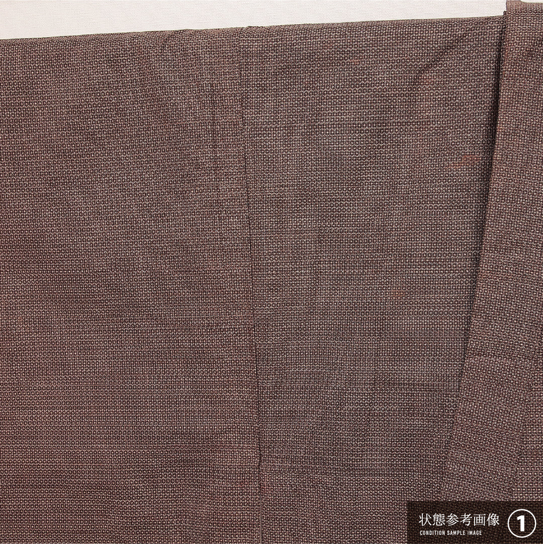 男着物 (大島紬) 袷 身丈147cm 裄丈66cm 正絹 Bランク インフォーマル 棒衿 Lサイズ 有馬 茶系 RP 1224-17188