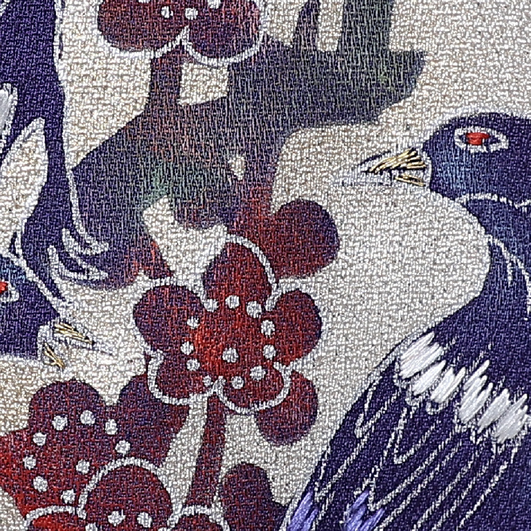 訪問着 袷 身丈158cm 裄64.5cm 正絹 金彩 扇子 鴛鴦 菖蒲 箔 松 Aランク 1212-00697