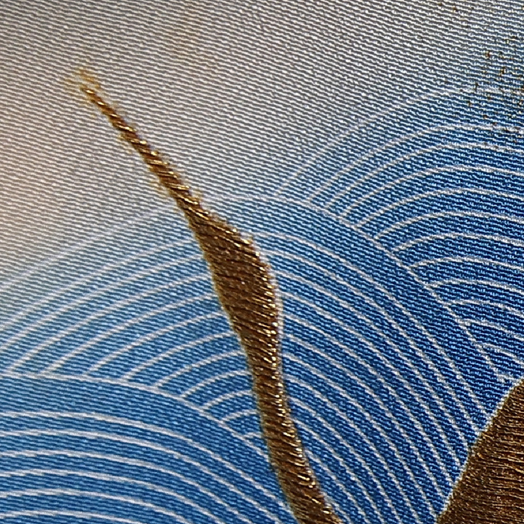 黒留袖 身丈154cm 裄丈63cm 袷 五つ紋 丸に木瓜 正絹 Cランク 広衿 鶴 刺繍 波 1211-F0347