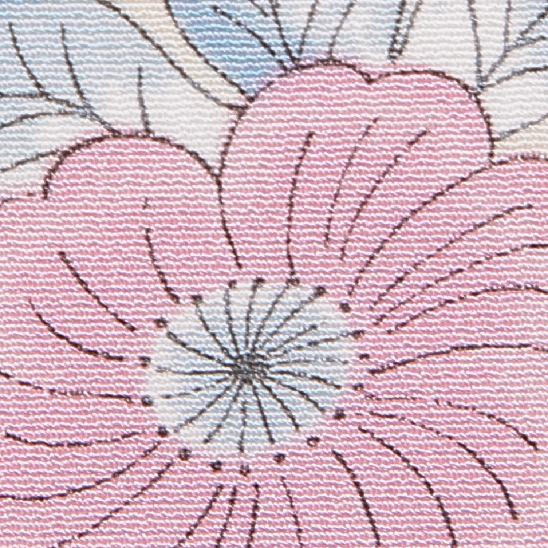 小紋 洗える着物 袷 身丈161cm 裄丈64cm ポリエステル Cランク Lサイズ 広衿 インフォーマル 花柄 クリーム系 1215-15637