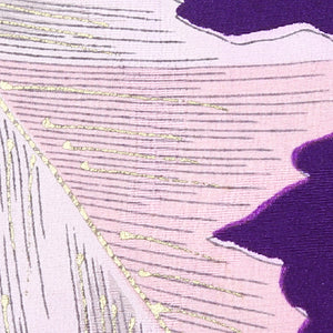 アンティーク 小紋 袷 身丈154cm 裄63.5cm 紫系 金彩 葉模様 宝相華 正絹 Cランク 1215-01925-5220