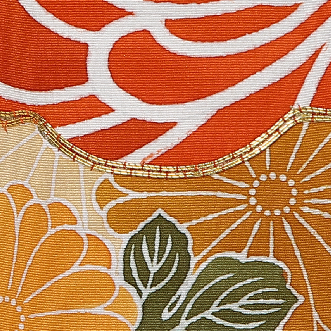 アンティーク 訪問着 身丈156cm 裄丈65cm Bランク M 正絹 単衣 広衿 金駒刺繍 エ霞 菊 緑系 1212-12323