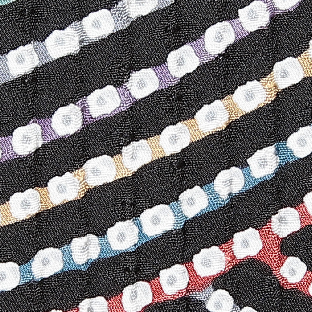 小紋 袷 身丈158cm 裄丈68cm 正絹 Sランク Mサイズ 広衿 インフォーマル 総絞り 波 黒系 多色系 1215-14900