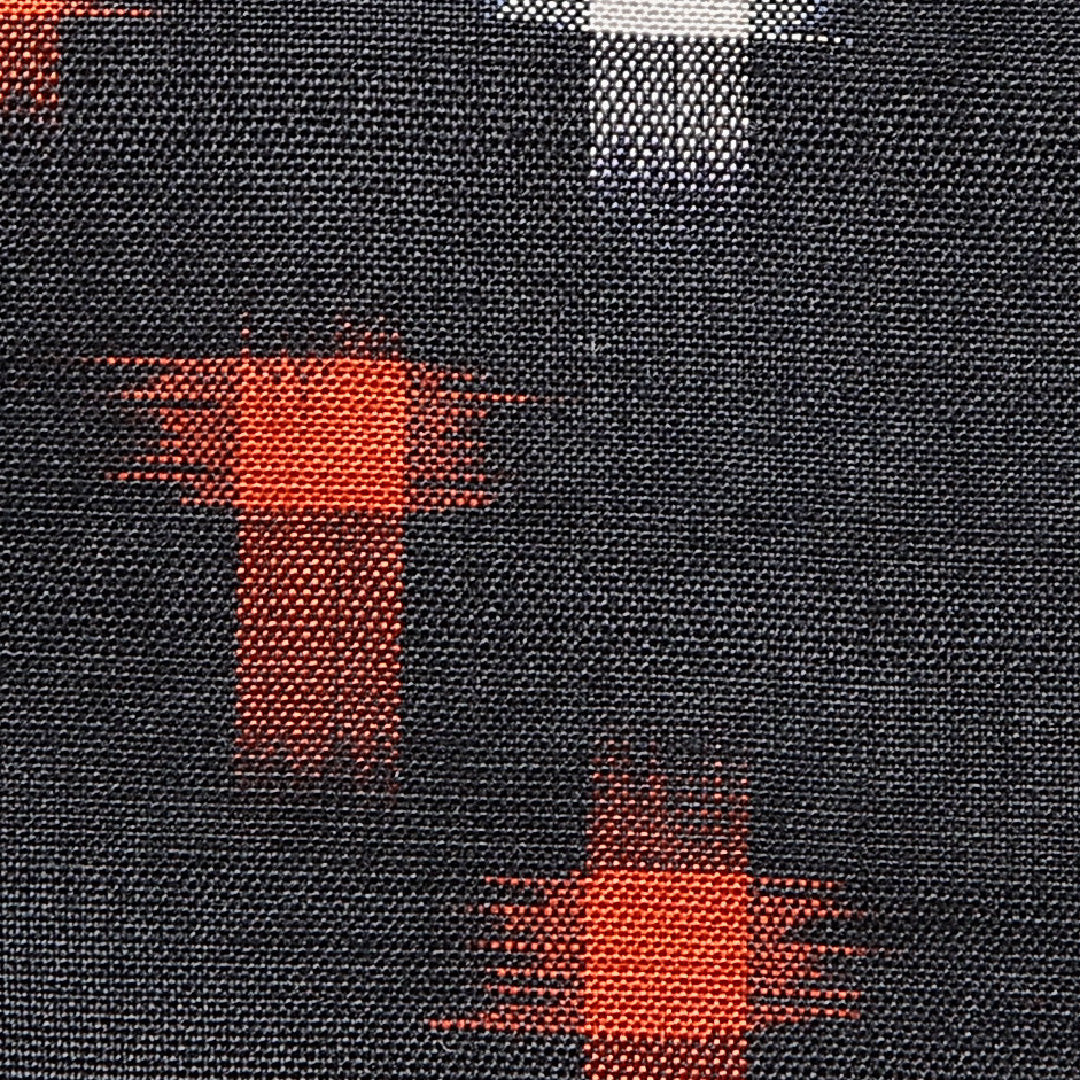 アンティーク 紬（銘仙） 袷 身丈161cm 裄丈62cm 正絹 Bランク Lサイズ バチ衿 十字絣 黒系 1216-15610