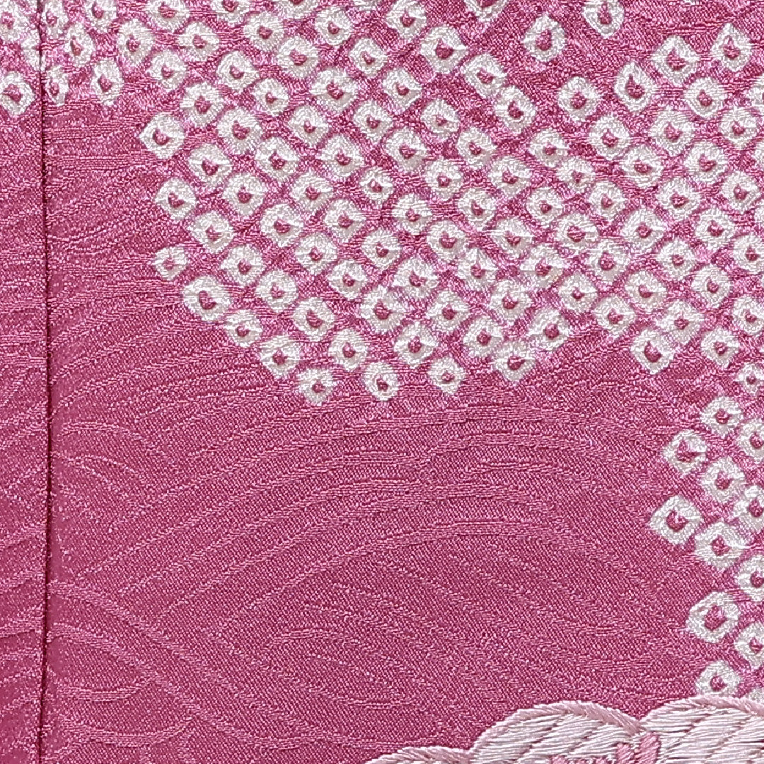 訪問着 袷 身丈156cm 裄64cm 正絹 扇子 部分絞り 菊 刺繍 Aランク 1212-00718