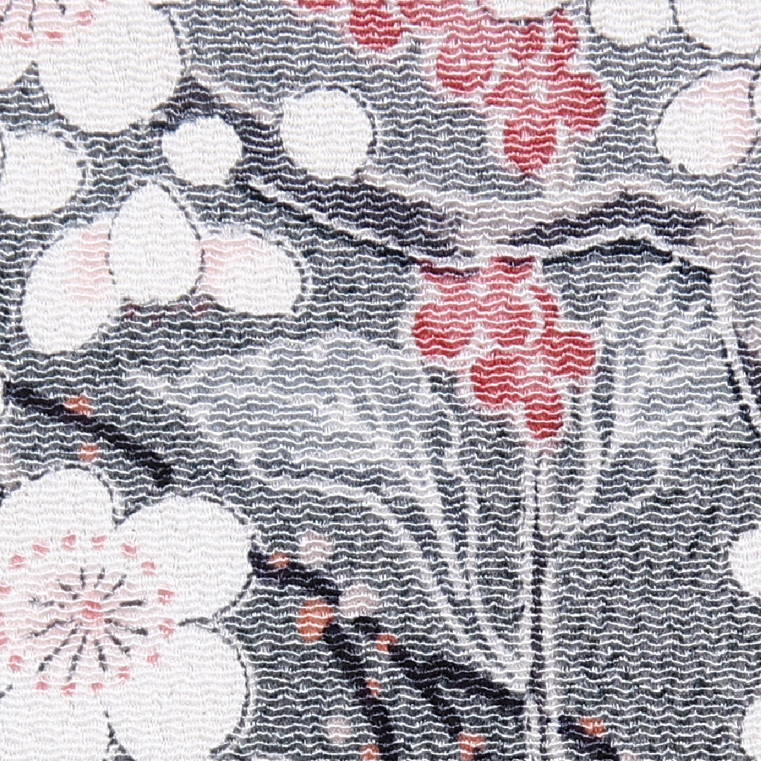 小紋 身丈152cm 裄丈65.5cm S 正絹 Aランク 袷 広衿 ちりめん 桜 梅 桔梗 椿 1215-11682