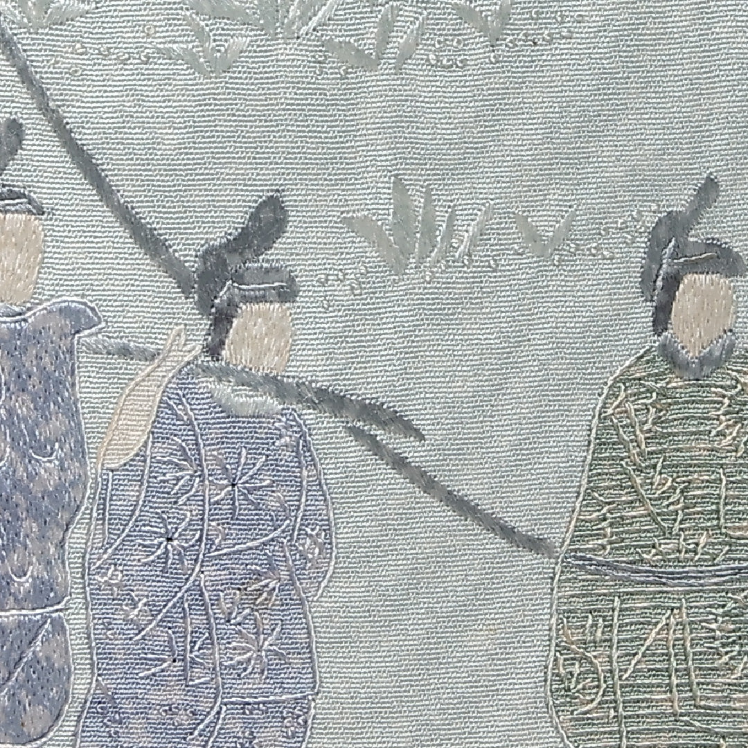 訪問着 身丈154cm 裄丈63.5cm Aランク S 正絹 袷 広衿 一つ紋 五三桐 落款 翠山刺繍 刺繍 ぼかし染 フォーマル 緑系 1212-12198