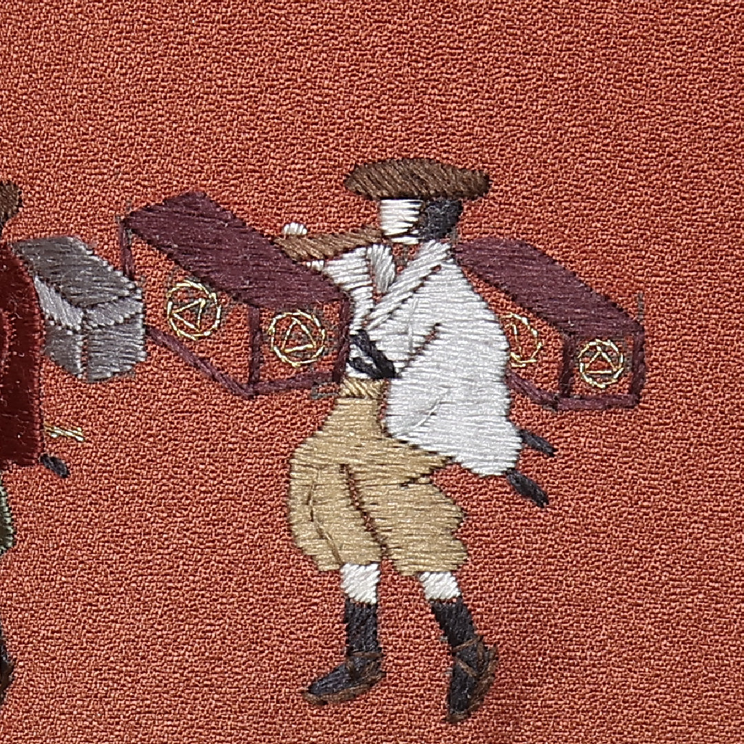 訪問着 身丈160cm 裄丈64cm Sランク L 正絹 袷 広衿 金彩 刺繍 人柄 ぼかし セミフォーマル 茶系 1212-12442