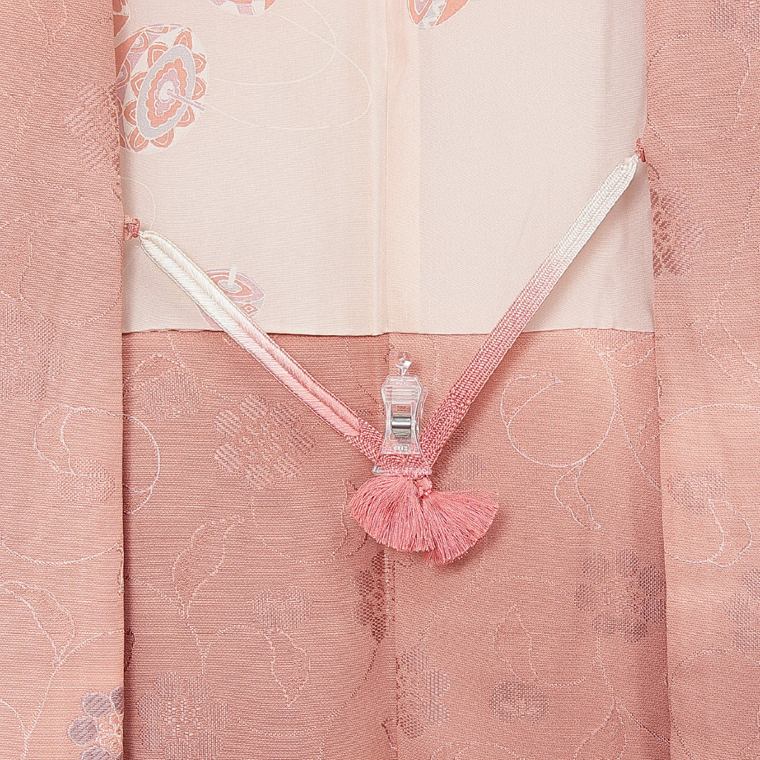 羽織 袷 身丈82cm 裄丈65cm 正絹 Sランク カジュアル Mサイズ ぼかし染 紐あり 唐華 ピンク系 RP 1232-13796