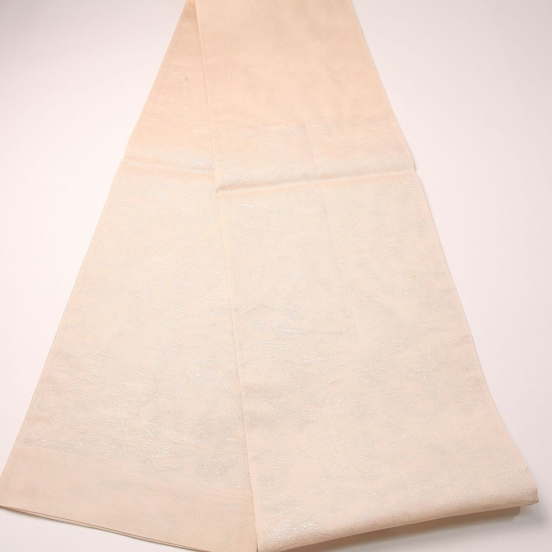 夏物 袋帯 帯丈424cm 正絹 六通 セミフォーマル 桔梗 萩 クリーム系 1243-02462