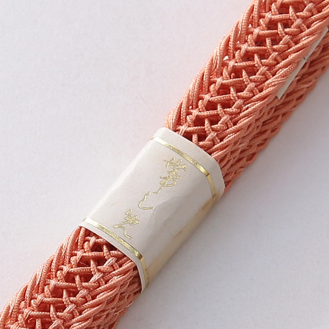 未使用品 夏物 帯締め・帯揚げセット 正絹 レース組 絽 朱系 1254-01084