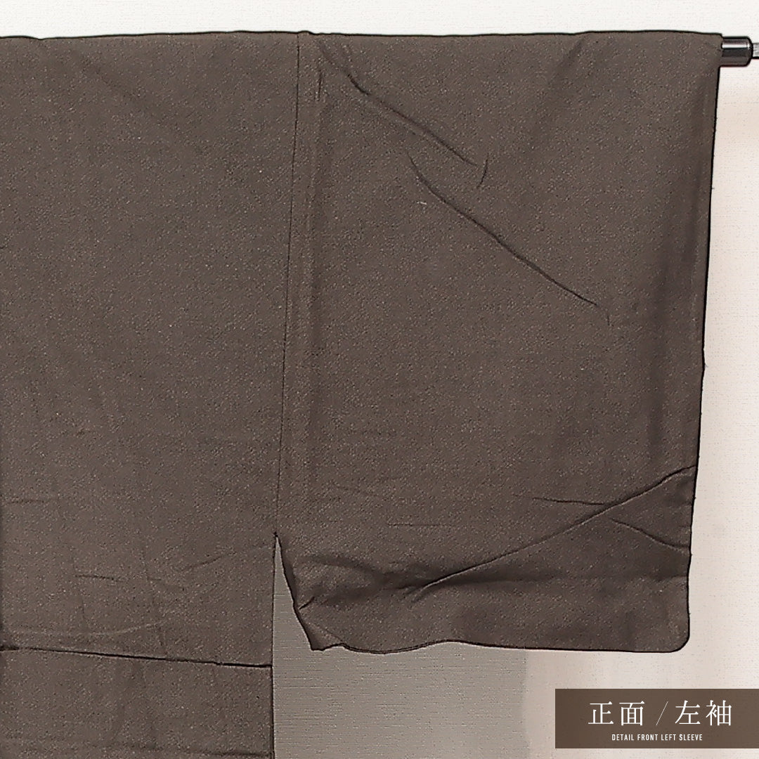 男着物 袷 身丈135cm 裄丈69cm 正絹 Aランク カジュアル 棒衿 Sサイズ 無地 茶系 RP 1224-17215