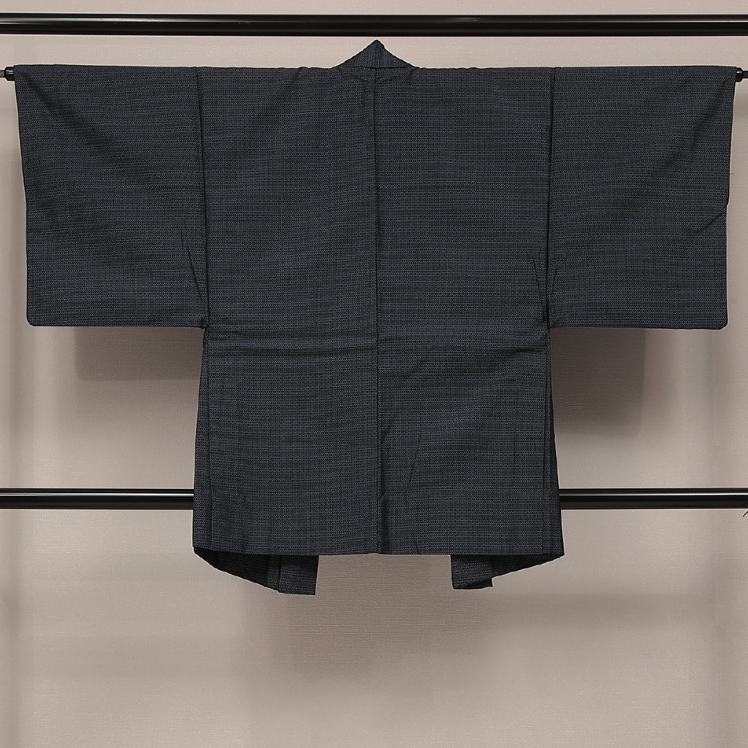 羽織 男性用 青系 ウール 袷 亀甲 1235-17176 背面全体