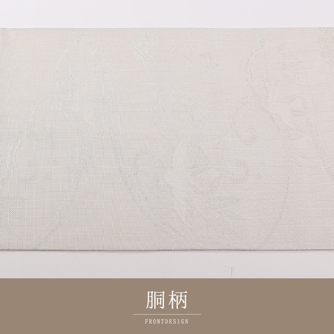 夏物 袋帯 帯丈420cm 正絹 六通 インフォーマル 流水 紅葉 グレー系 銀系 1243-02490