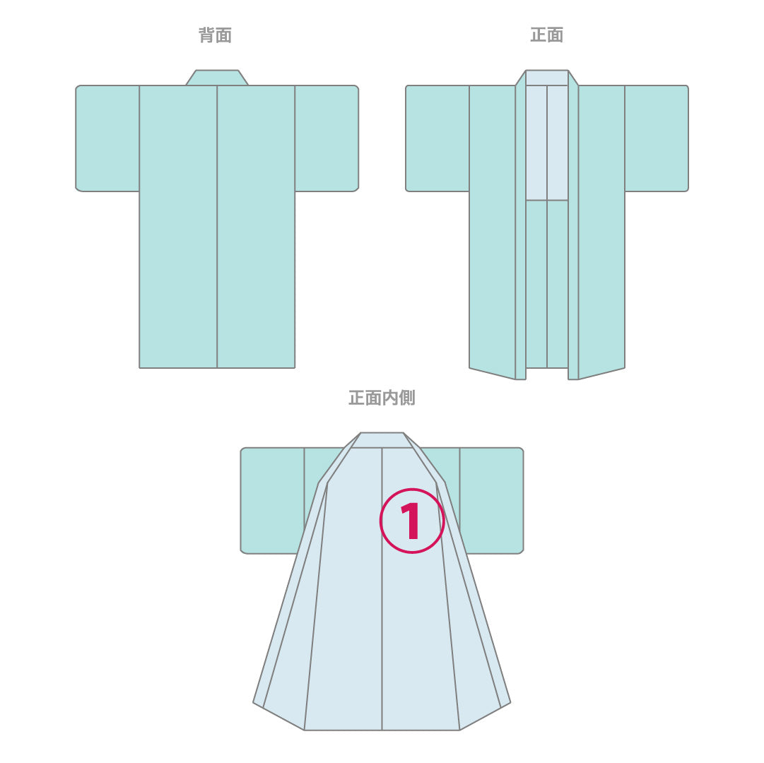 洗える着物 羽織 袷 身丈81cm 裄丈64cm ポリエステル Aランク カジュアル Mサイズ 扇 松竹梅 緑系 HP 1232-12796