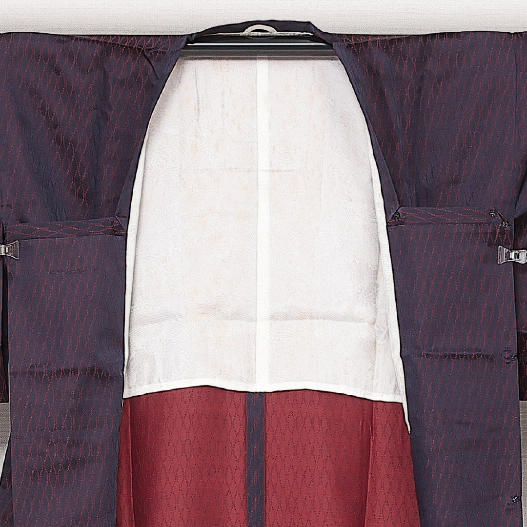 道行コート 単衣 身丈115cm 裄丈61cm 正絹 Sランク セミフォーマル Sサイズ 立涌 紫系 RP 1237-13924