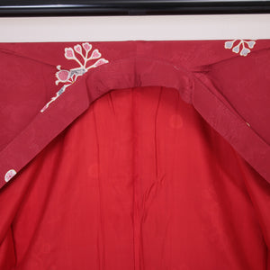アンティーク 小紋 袷 身丈147cm 裄62.5cm 正絹 レトロ 赤系 Cランク 1215-02114