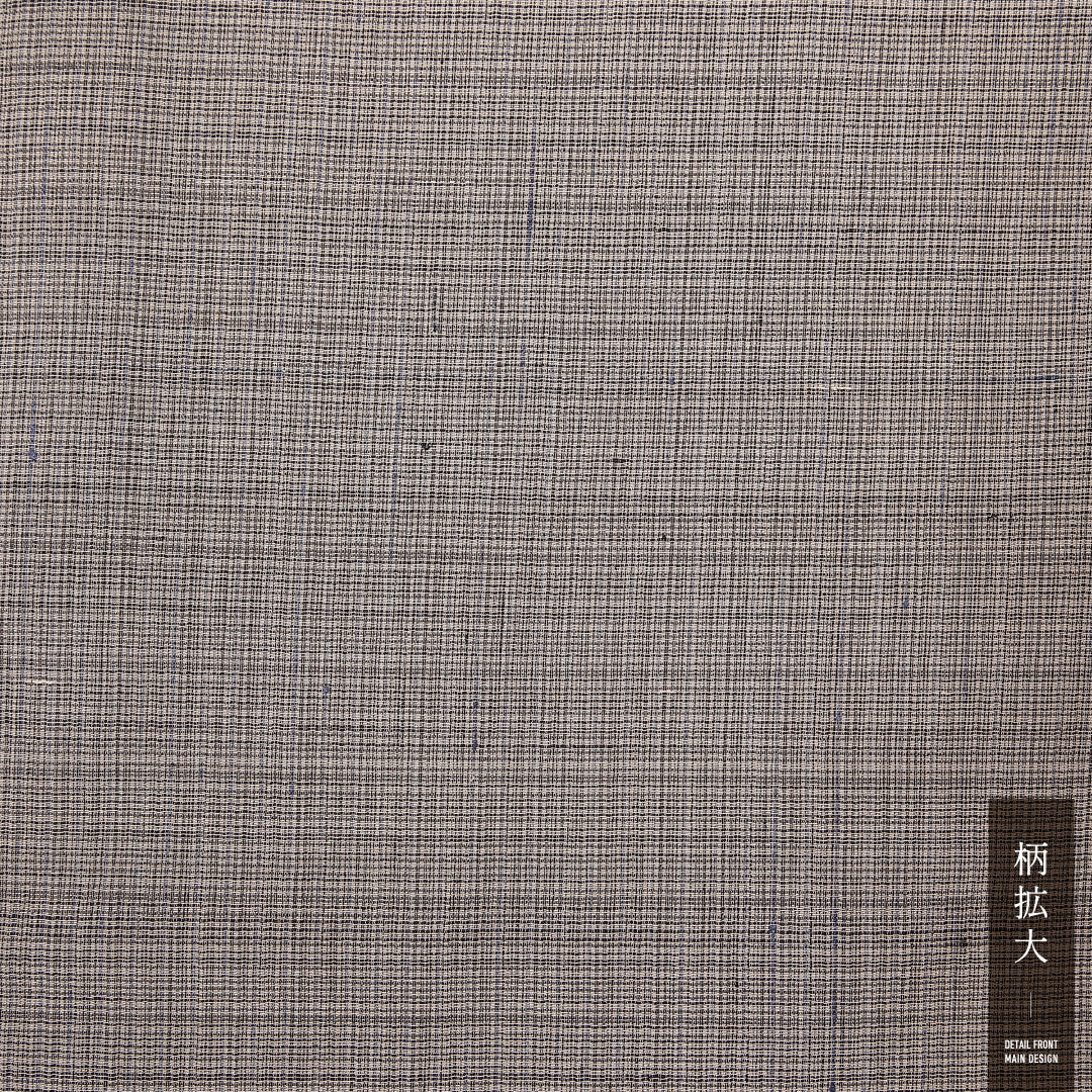 夏物 男着物（小千谷縮） 単衣 身丈140cm 裄丈64cm Sランク 麻 洗える着物 棒衿 Mサイズ カジュアル 格子 茶系 素朴 軽やか 1219-13070