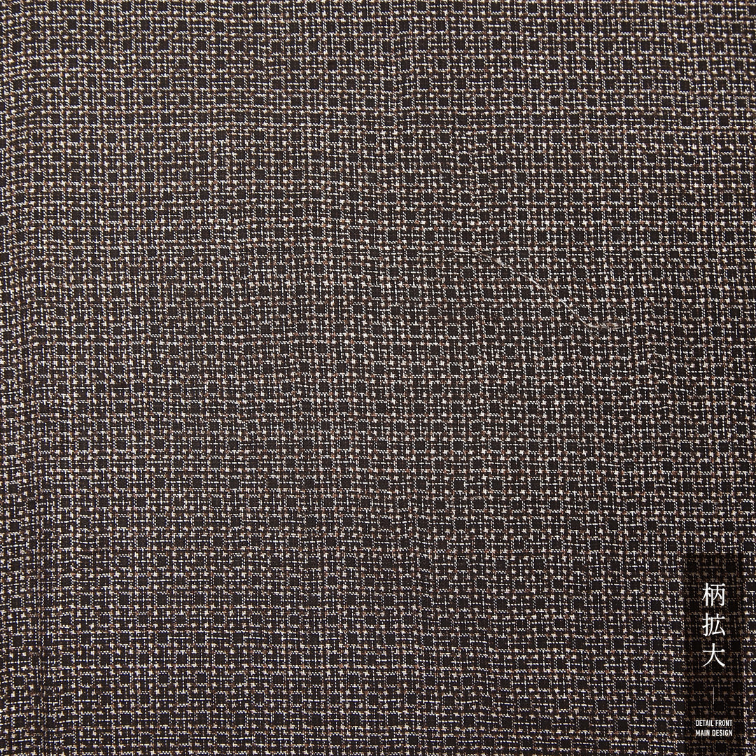 男着物 (飯田紬) 袷 身丈138cm 裄丈64cm 正絹 Cランク インフォーマル 棒衿 Sサイズ 格子絣 茶系 LP 1224-13102