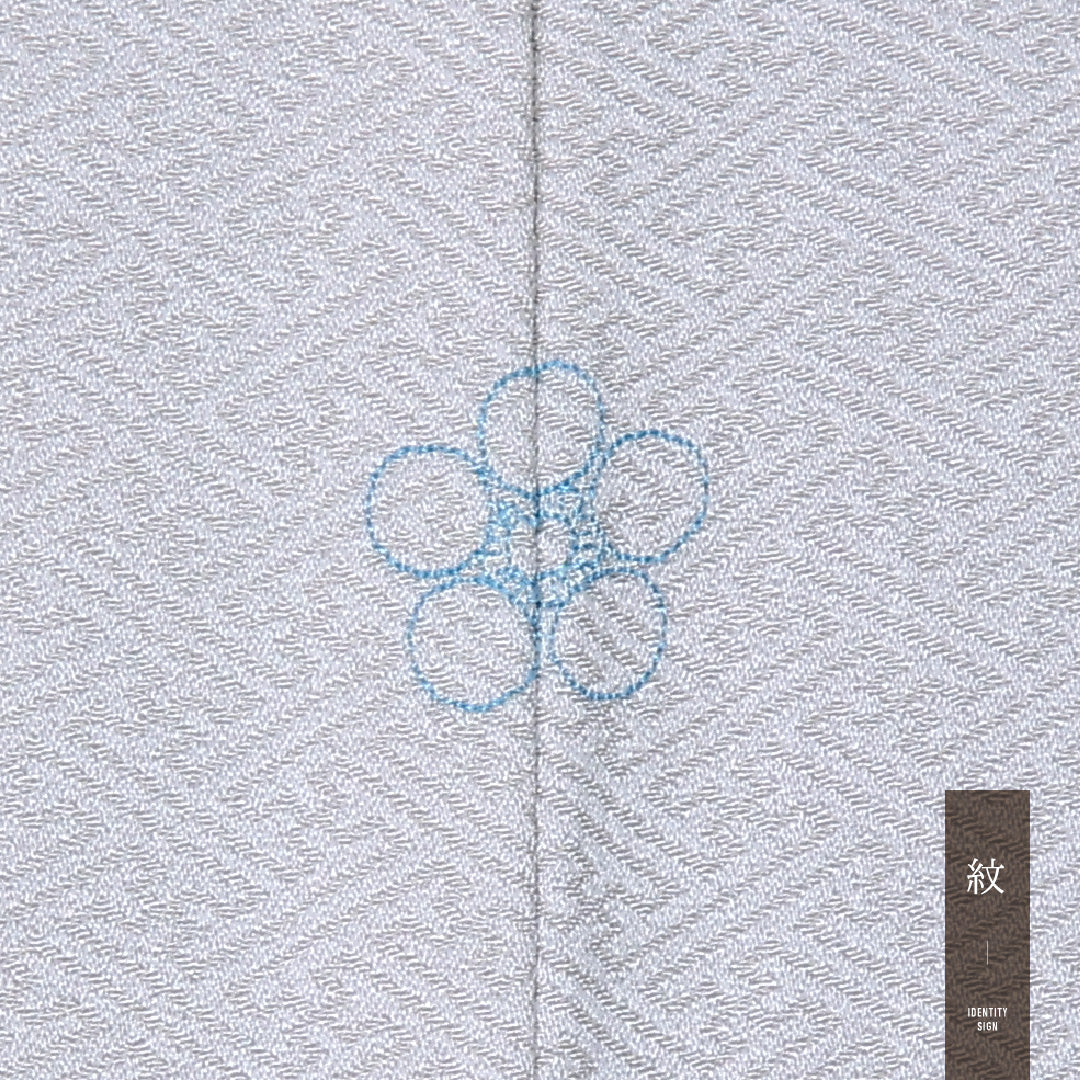 訪問着 身丈159cm 裄丈63cm Bランク M 正絹 単衣 広衿 一つ紋 梅鉢 蘇州刺繍 扇 菊 牡丹 部分絞り フォーマル グレー系 1212-12236