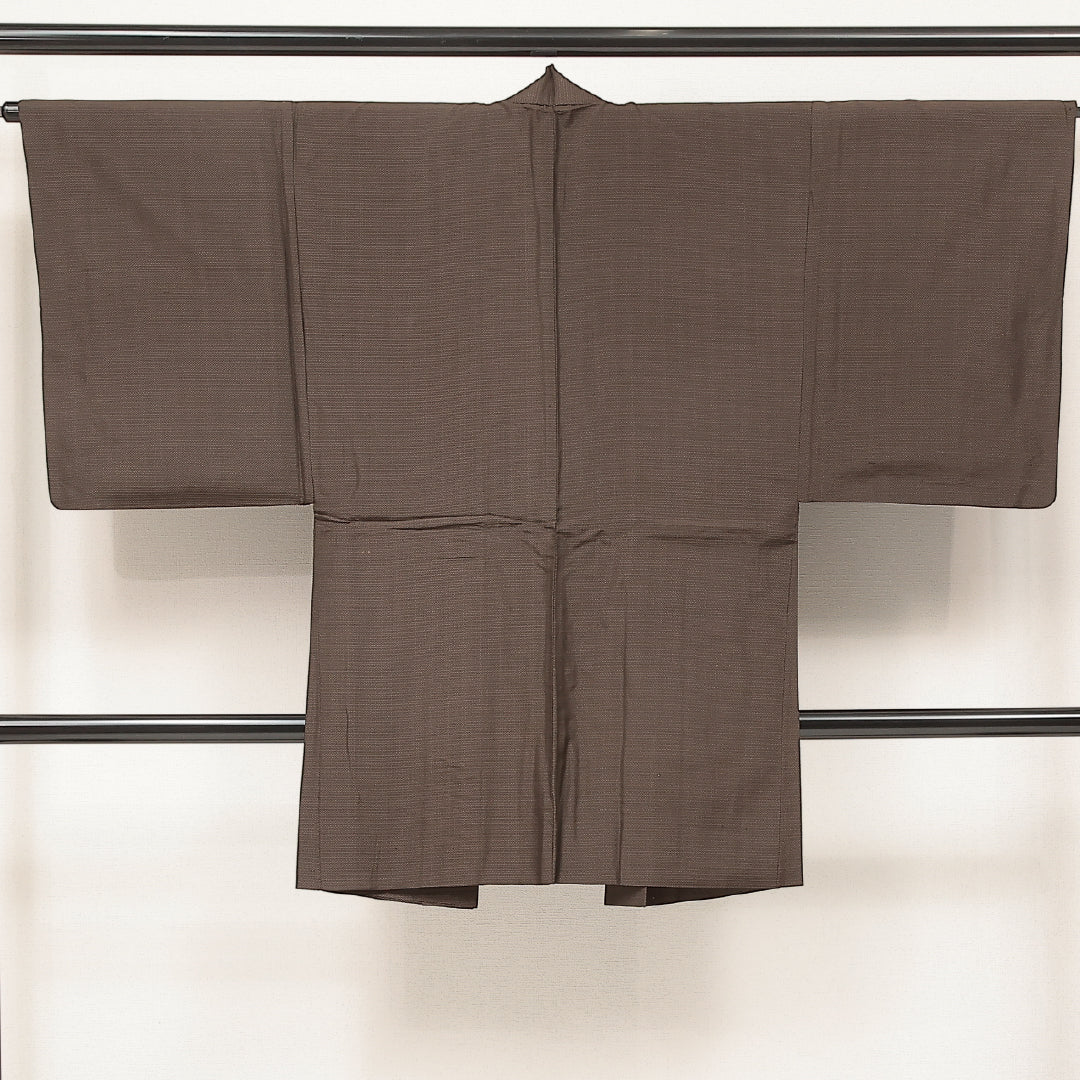 羽織 男性用 (紬) 袷 身丈97cm 裄丈66cm 正絹 Aランク インフォーマル Sサイズ 亀甲絣 茶系 RP 1235-17222