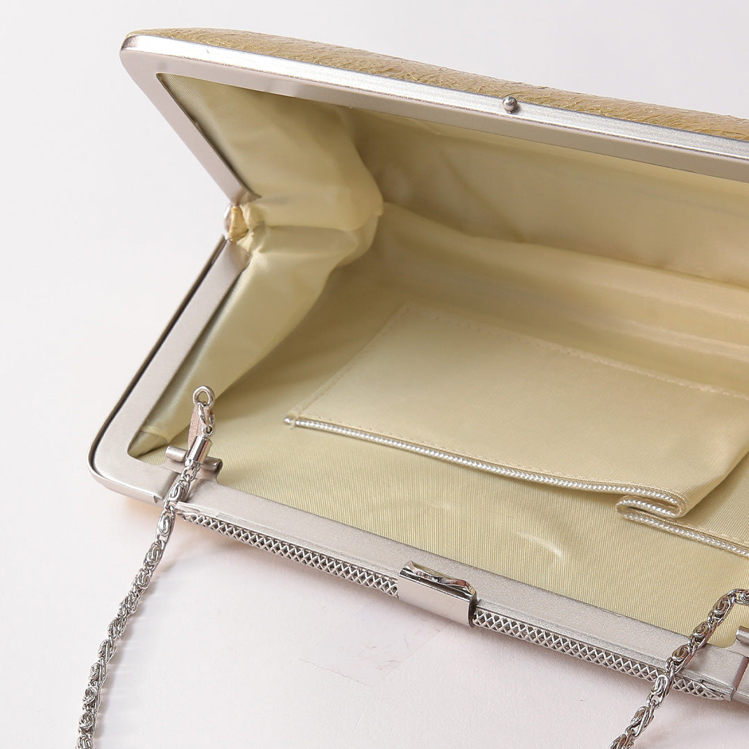 新古品 草履・バッグセット Nランク 礼装用 正絹 本革 共箱 和装小物 金系 1241-01000