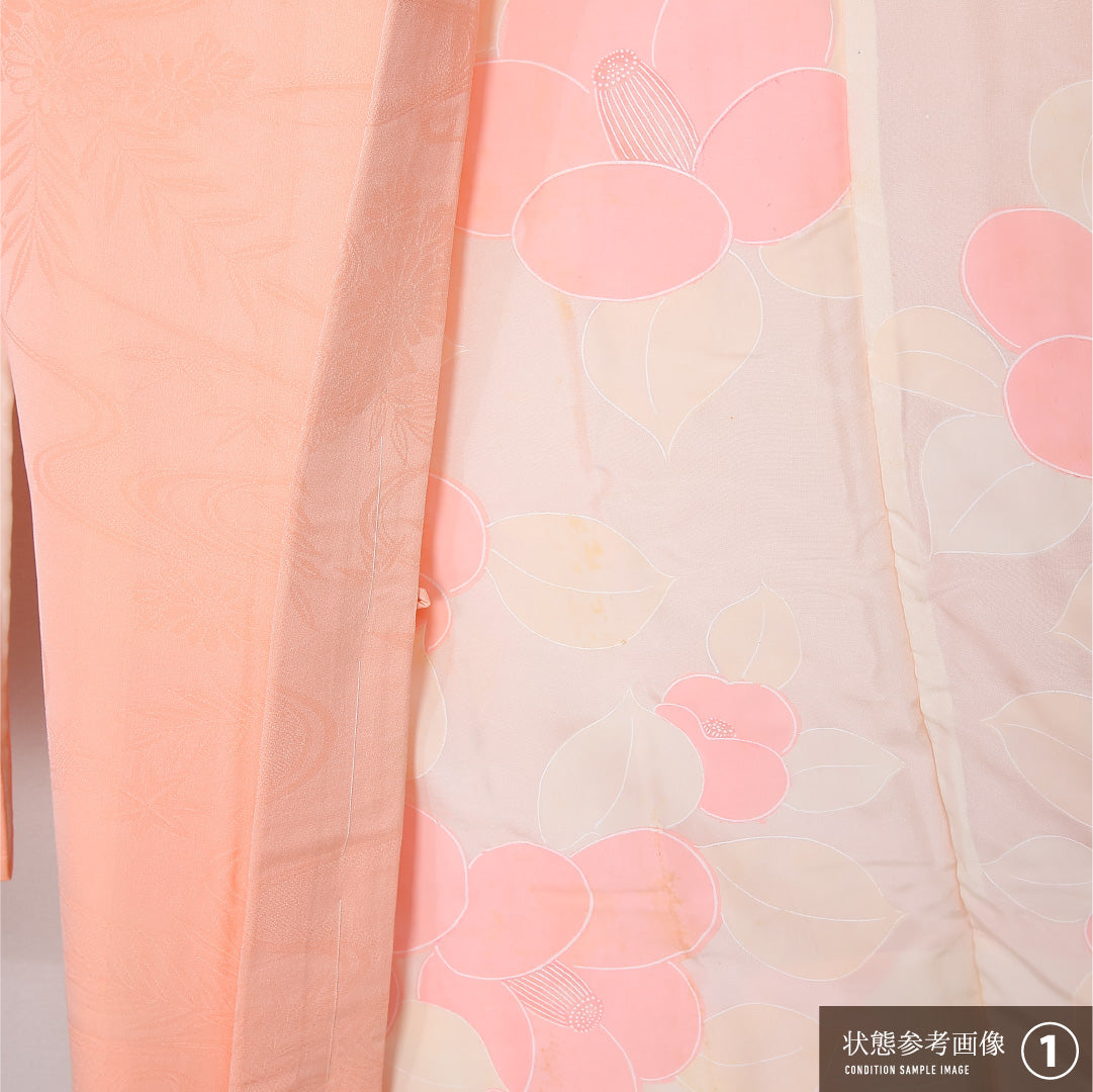 羽織 袷 身丈88cm 裄丈64cm 正絹 Aランク カジュアル Mサイズ 流水 菊 ピンク系 HP 1232-12568
