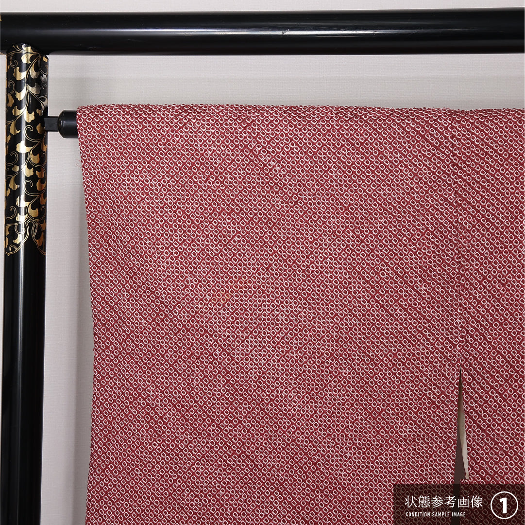 絵羽羽織 (総絞り) 袷 身丈80cm 裄丈65cm 正絹 Bランク インフォーマル Mサイズ 紐あり 花柄 赤系 LP 1234-12618