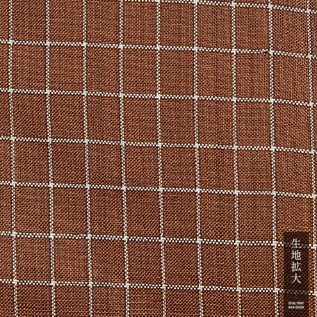 男着物 袷 身丈147cm 裄丈66cm 正絹 Aランク カジュアル 棒衿 Lサイズ 格子 茶系 RP 1224-14582