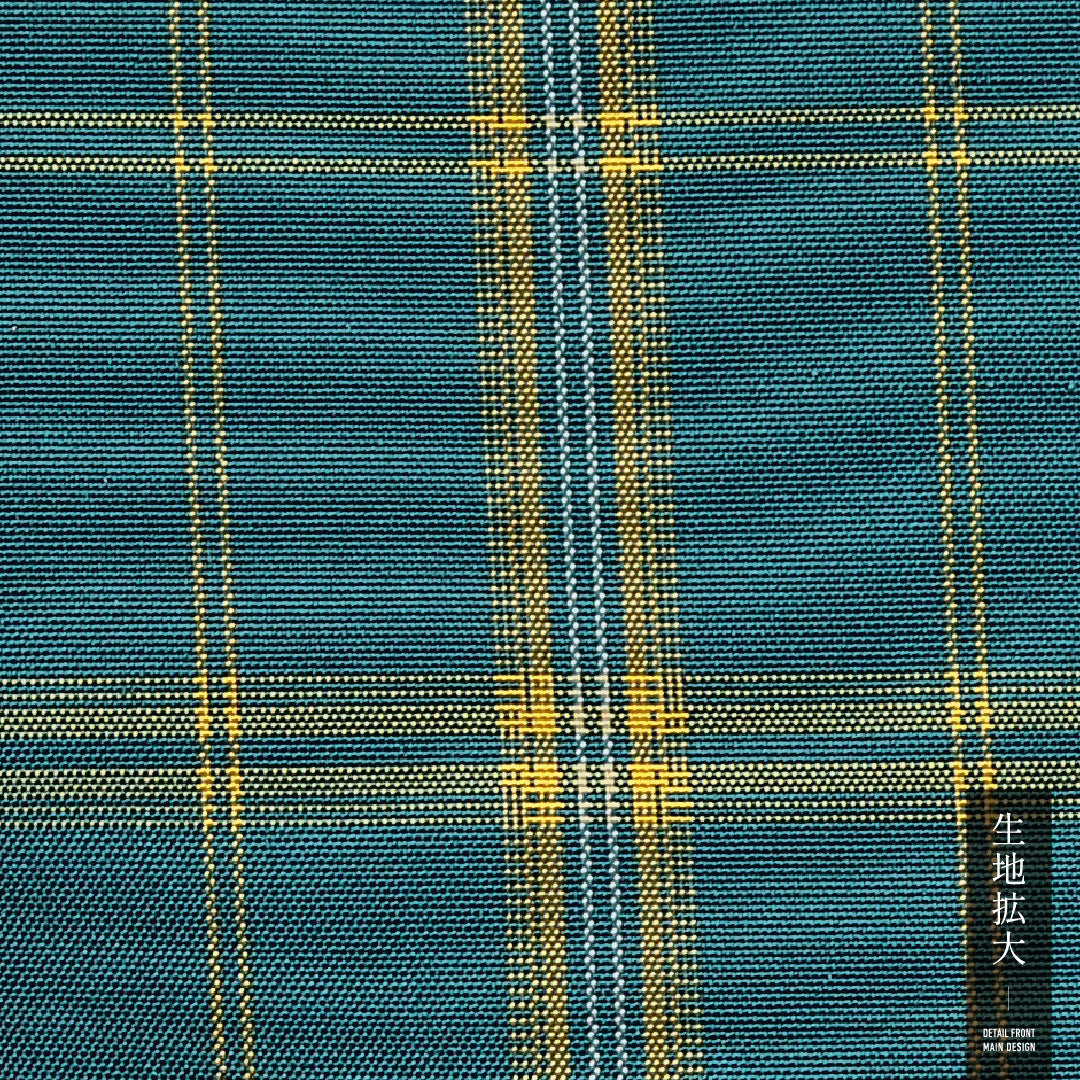 アンサンブル 紬 袷 身丈158cm 裄丈60cm 正絹 Aランク カジュアル 広衿 Mサイズ 格子 緑系 RP 1223-14516