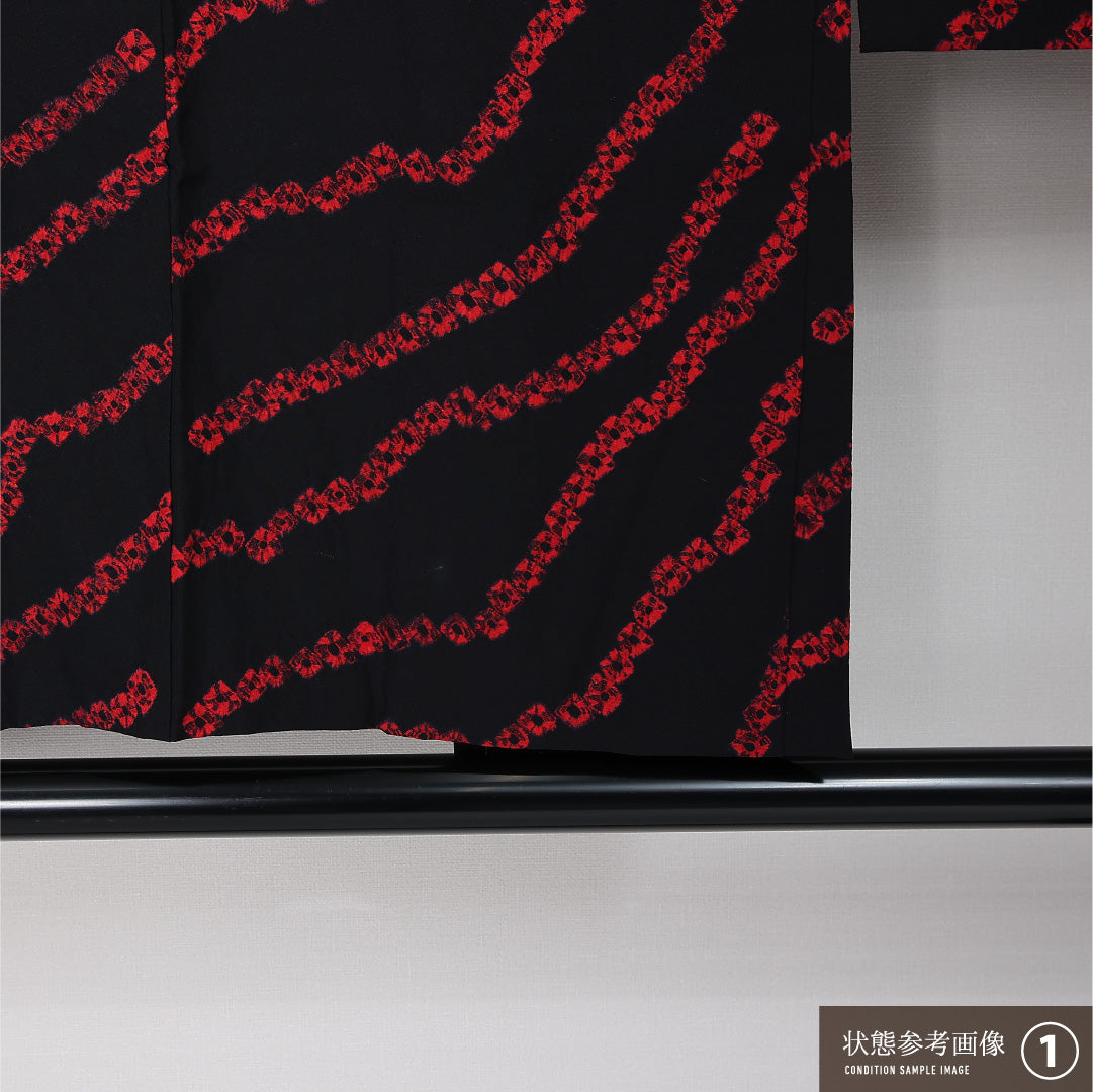 黒羽織 袷 身丈76cm 裄丈62cm 正絹 Aランク インフォーマル Sサイズ 創作柄 黒系 RP 1233-12598