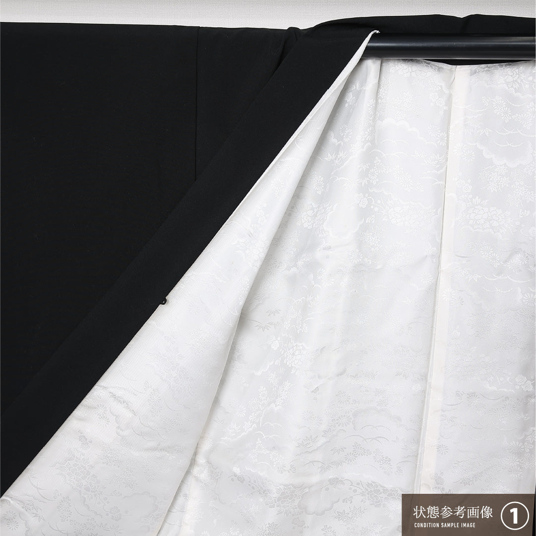 洗える着物 黒羽織 袷 身丈80cm 裄丈63cm ポリエステル Bランク インフォーマル Sサイズ 風景柄 黒系 HP 1233-12934