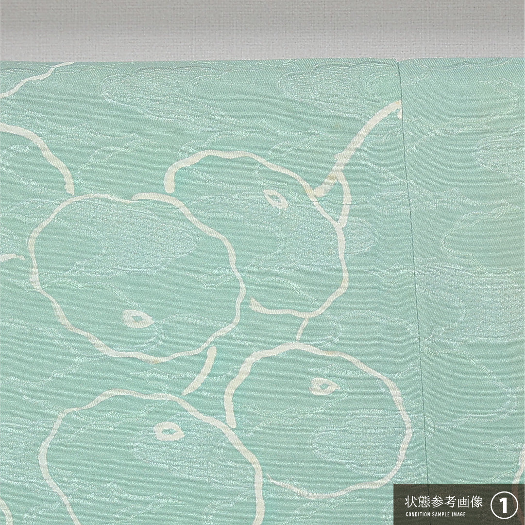羽織 袷 身丈75cm 裄丈62cm 正絹 Aランク カジュアル Sサイズ 紐あり 菊 緑系 RP 1232-12864
