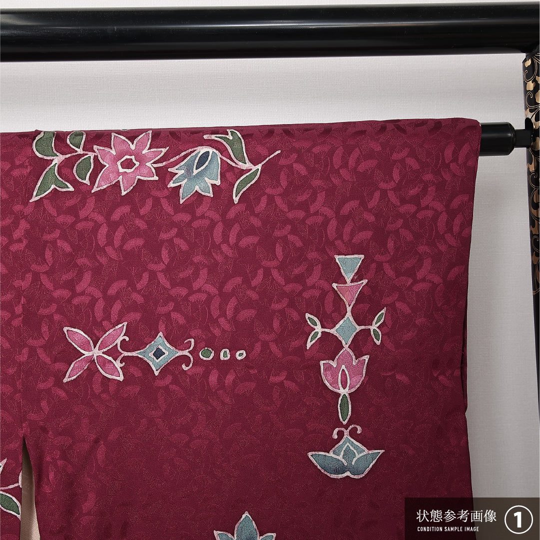 羽織 袷 身丈81cm 裄丈63cm 正絹 Aランク カジュアル Sサイズ 花柄 ピンク系 HP 1232-12815