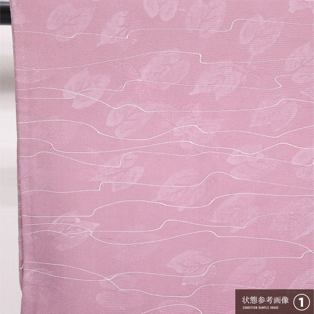 羽織 袷 身丈77cm 裄丈63cm 正絹 Aランク 紋意匠 (植物) カジュアル Sサイズ 紐あり 抽象柄 紫系 HP 1232-13420