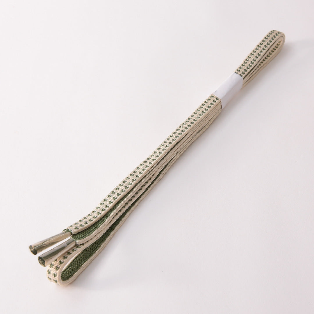 未使用品 帯締め 平組紐 内記組 正絹 緑系 白系 1251-01852