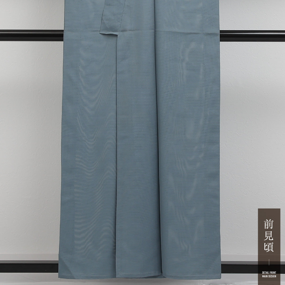 夏物 色無地 絽 身丈155cm 裄丈63cm 正絹 Sランク インフォーマル バチ衿 XLサイズ 肩当て 無地 水色系 RP 1219-17320