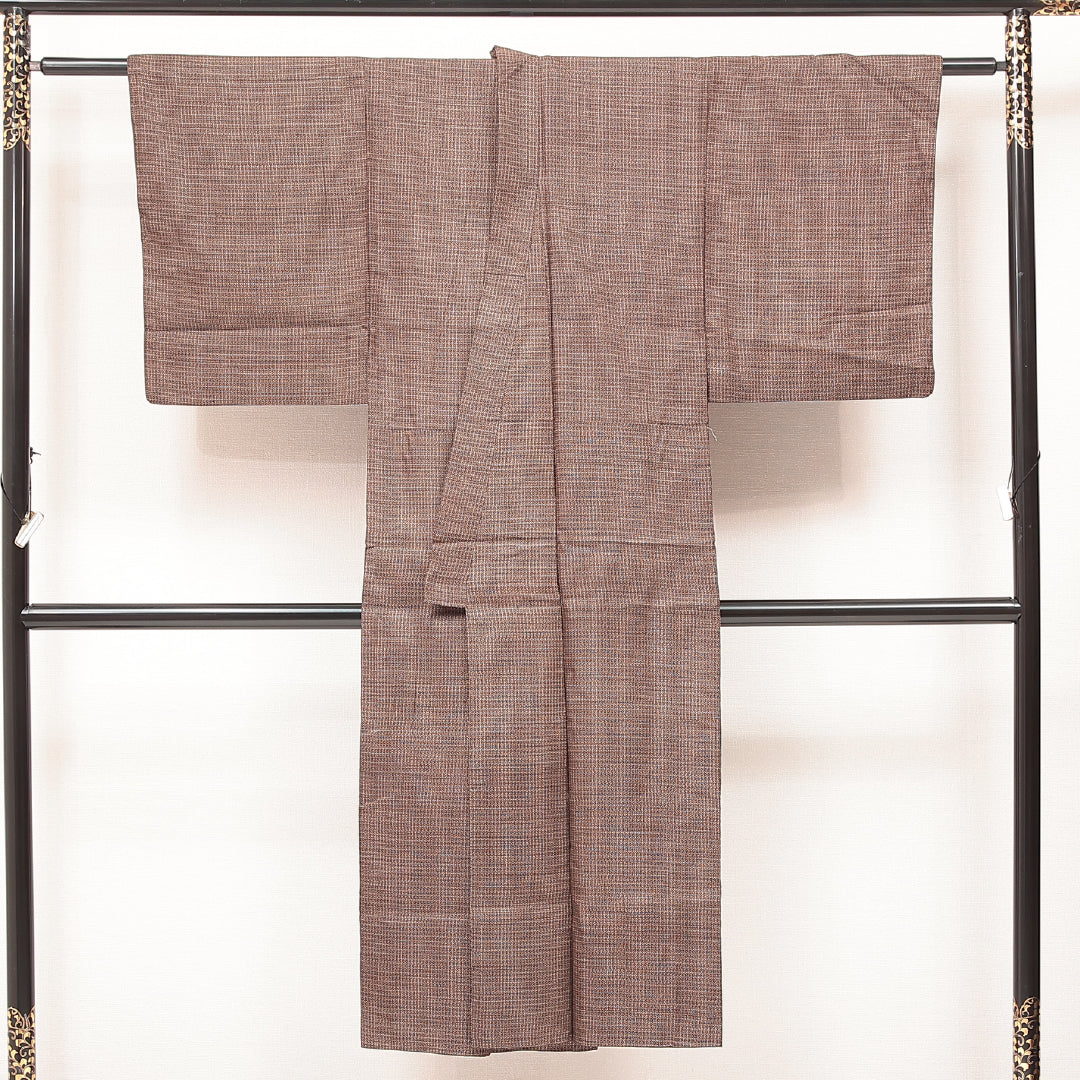 男着物 (大島紬) 袷 身丈138cm 裄丈64cm 正絹 Aランク インフォーマル 棒衿 Sサイズ 西郷 茶系 RP 1224-17189