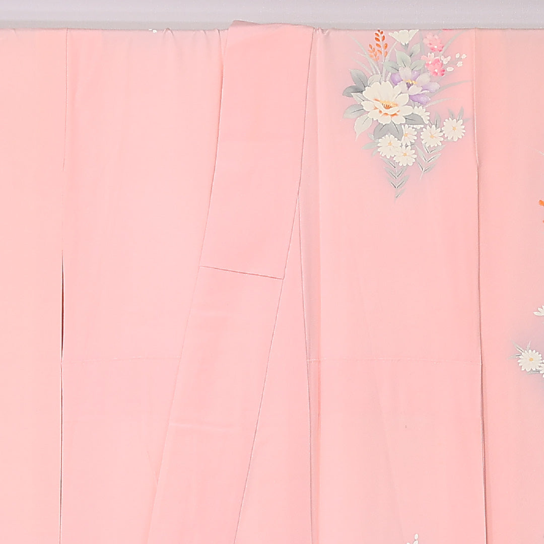 振袖 袷 身丈164cm 裄丈63cm 正絹 Sランク フォーマル 広衿 Lサイズ 牡丹 ピンク系 RP 1215-06772