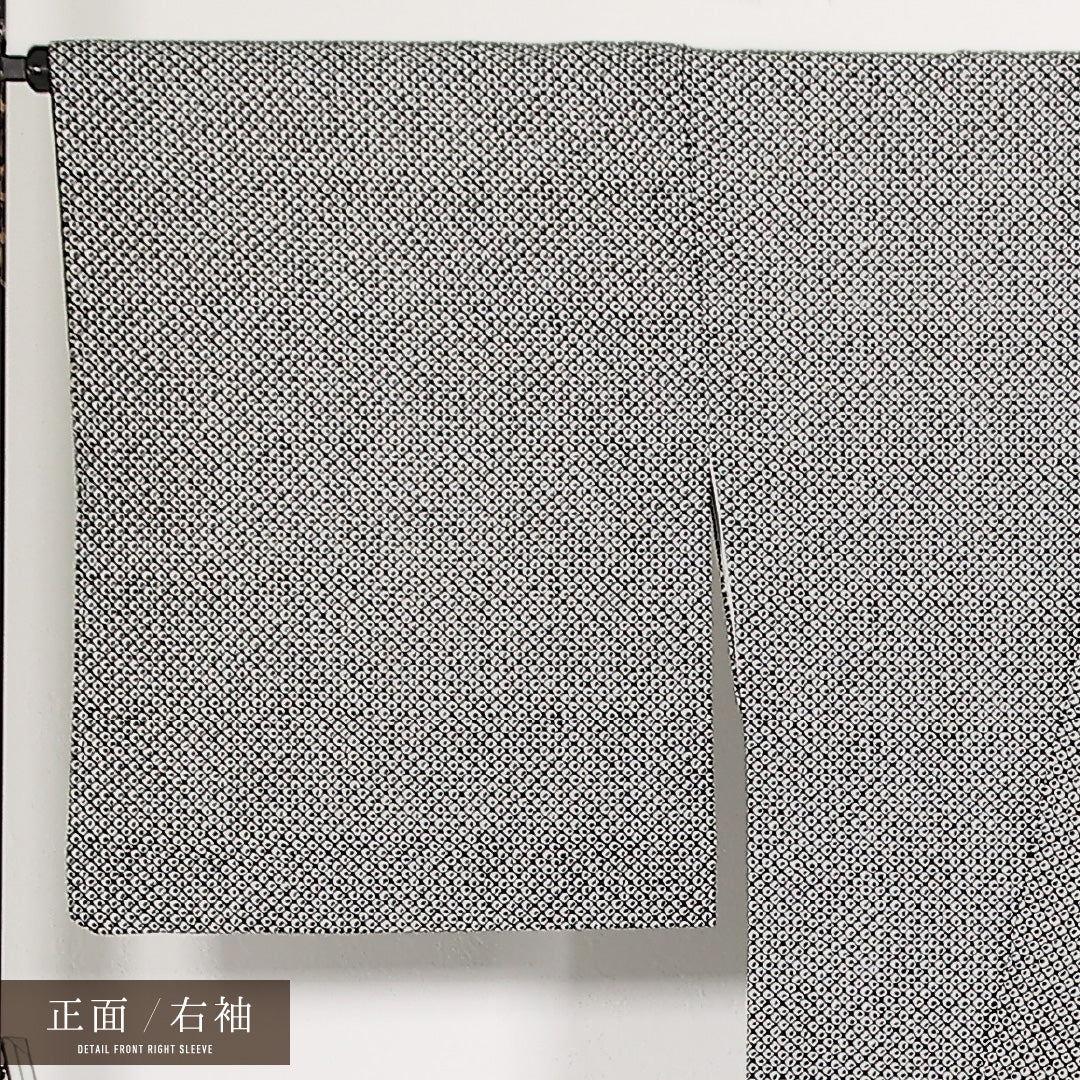 洗える着物 小紋 袷 身丈168cm 裄丈68cm ポリエステル Aランク インフォーマル 広衿 XSサイズ 鹿の子柄 黒系 RP 1221-17539